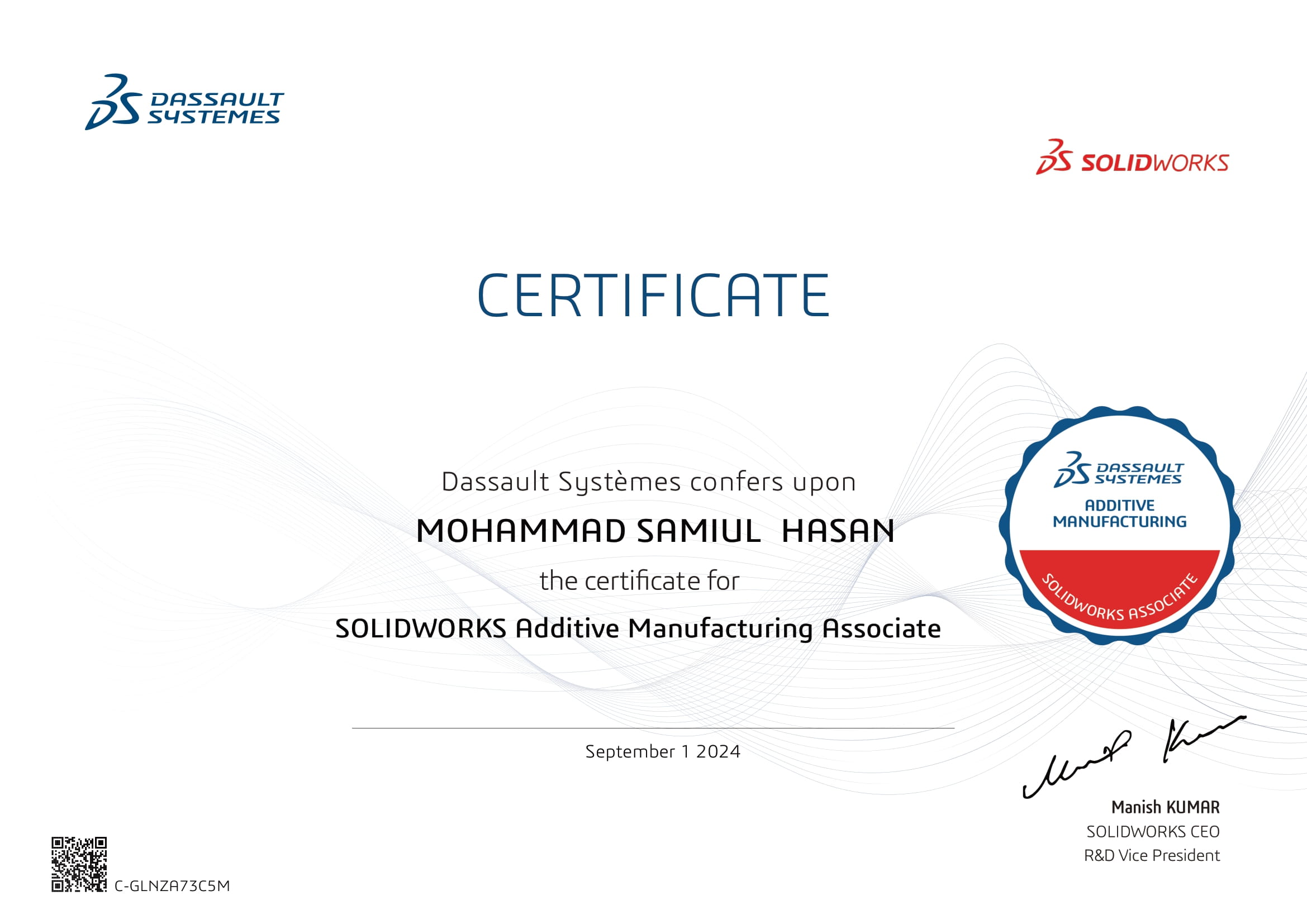 SOLIDWORKS Additive Manufacturing Associate (CSWA-AM)